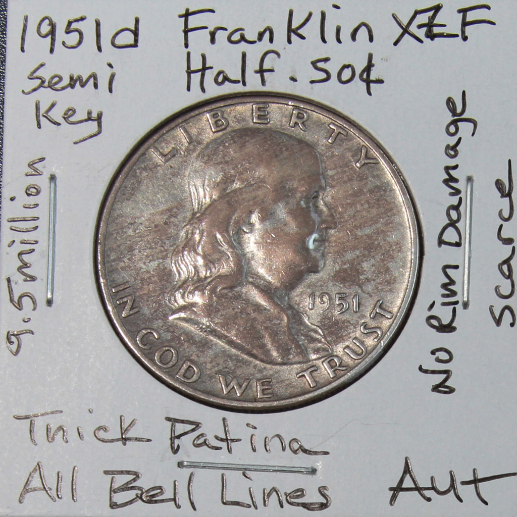 Franklin Half Dollar — 1951-D (XF)