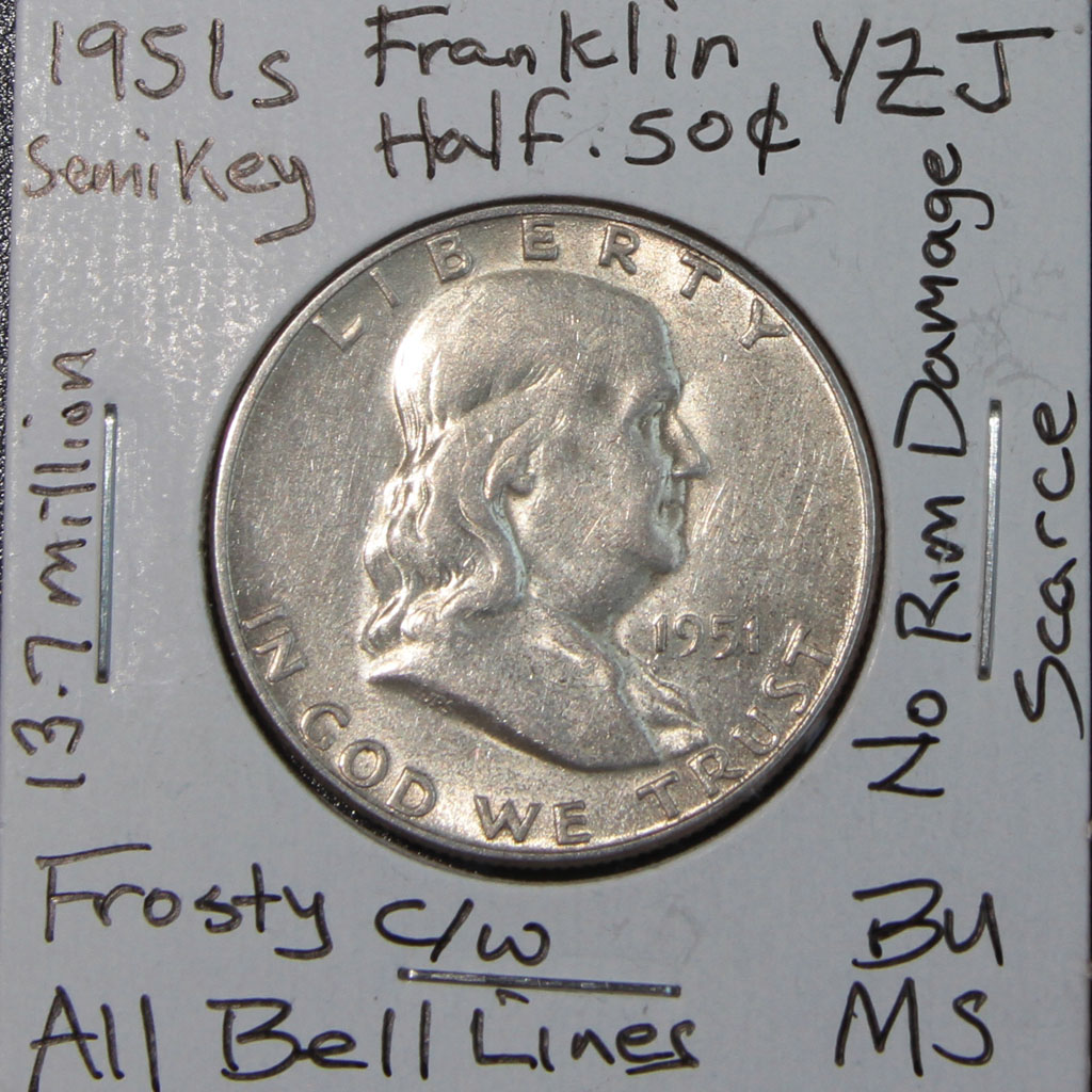 Franklin Half Dollar — 1951-S (AU)