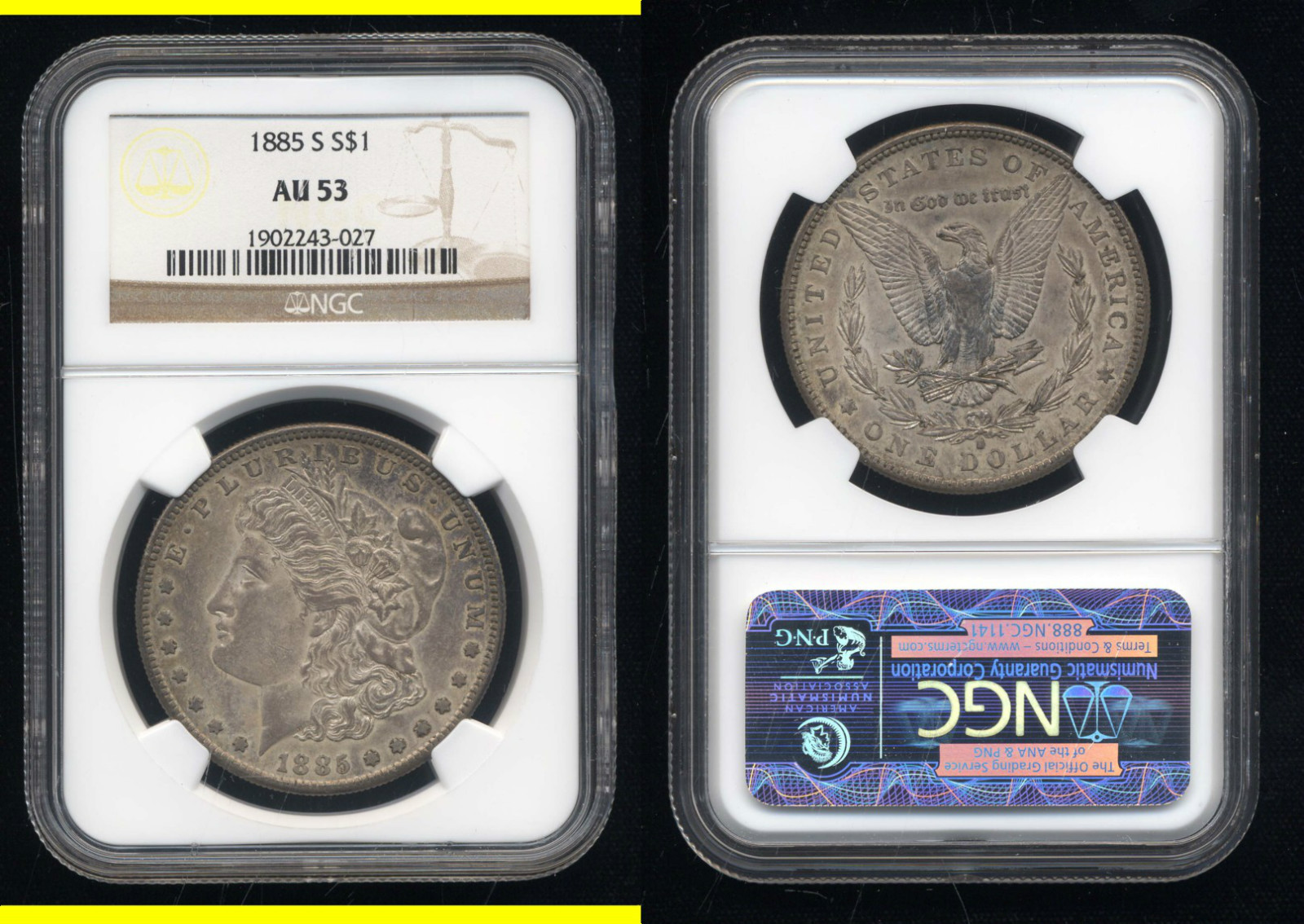 Morgan Dollar — 1885-S (AU53)