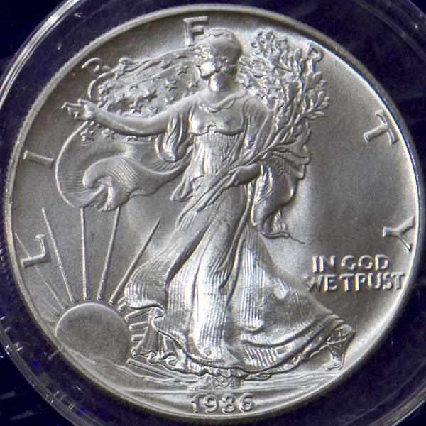 1986 1oz silver Walking Liberty and Eagle (BU)