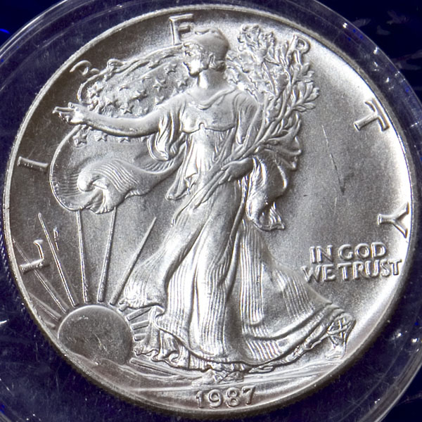 1987 1oz silver Walking Liberty and Eagle (BU)