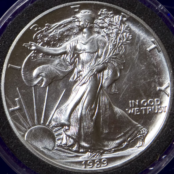 1989 1oz silver Walking Liberty and Eagle (BU)