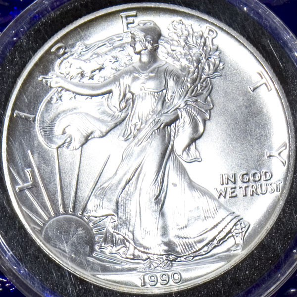 1990 1oz silver Walking Liberty and Eagle (BU)