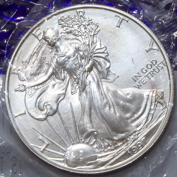 1997 1oz silver Walking Liberty and Eagle (BU)