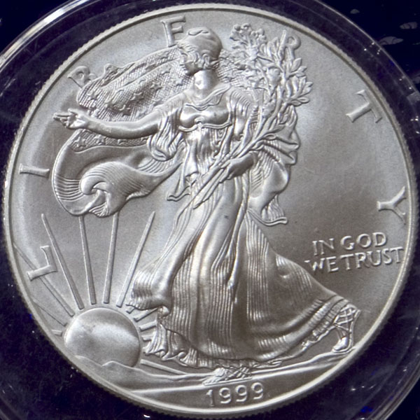 1999 1oz silver Walking Liberty and Eagle (BU)