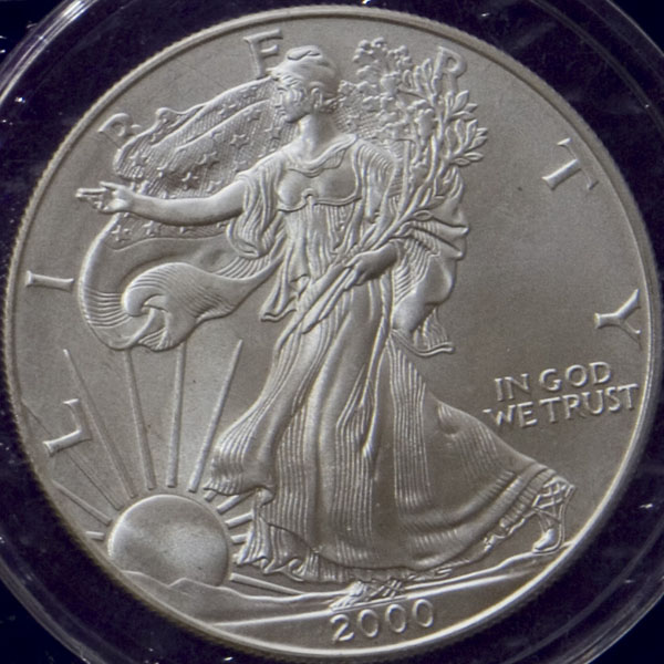 2000 1oz silver Walking Liberty and Eagle (BU)
