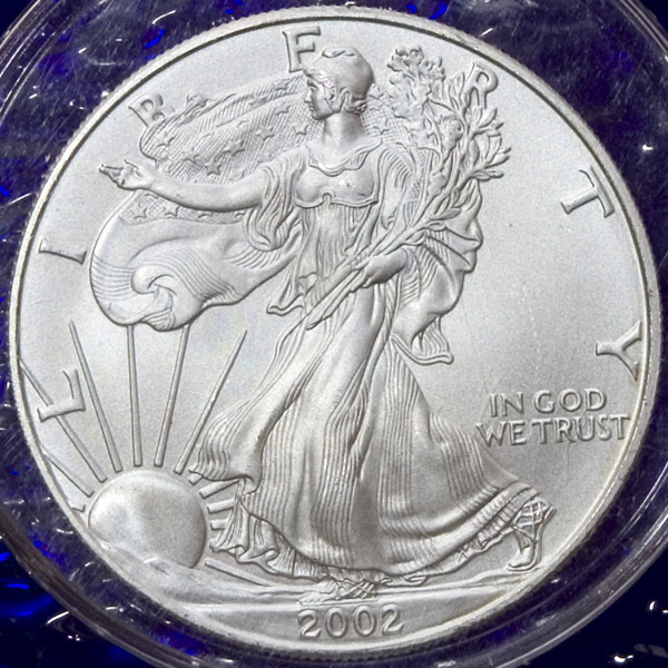 2002 1oz silver Walking Liberty and Eagle (BU)