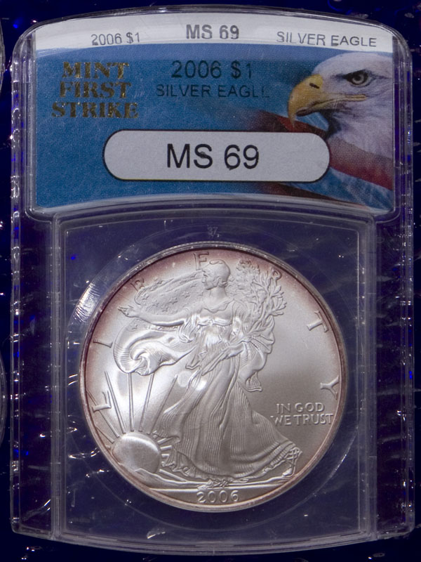 2006 1oz silver Walking Liberty and Eagle (MS69)